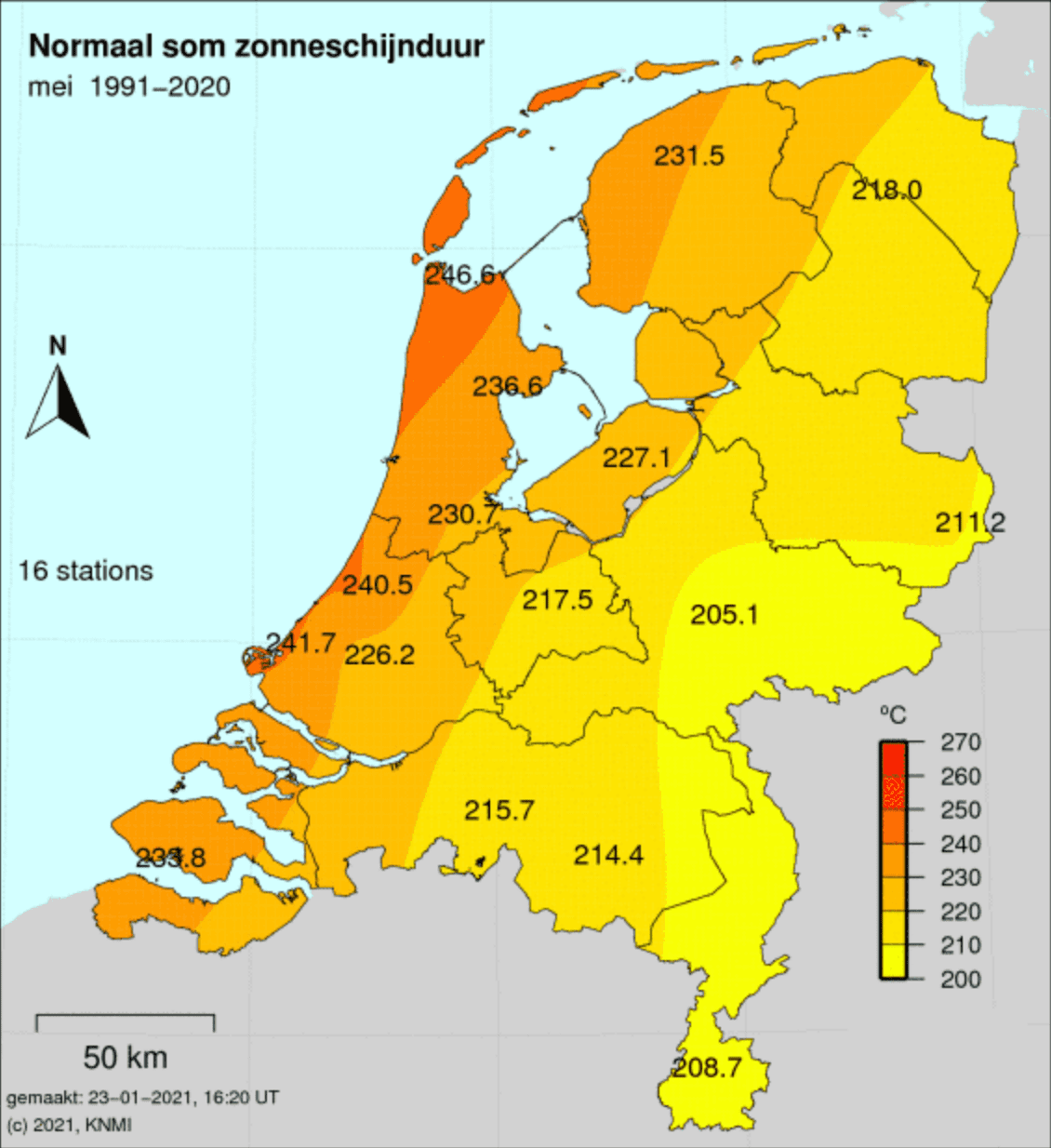 Zonuren per maand Callantsoog